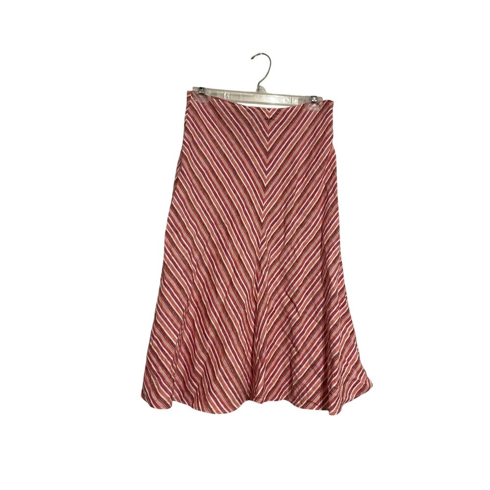 Banana Republic Chevron Striped Linen Midi Skirt Size 2